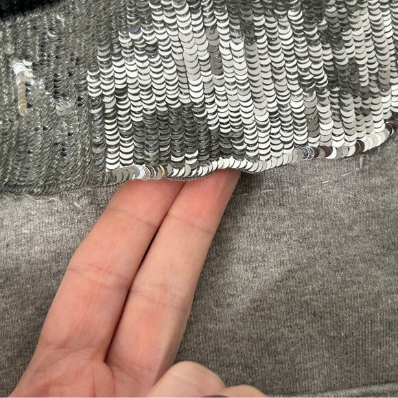 Markus Lupfer Sequin Lip Sweatshirt Hoodie Grey XS Flawed Unisex - Picture 8 of 13